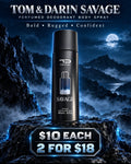 Savage by Tom & Darin, bold rugged perfumed deodorant body spray for men, 200ml