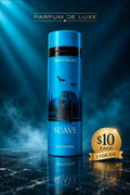 Suave by Parfum De Luxe, bold distinctive perfume spray in matte blue bottle