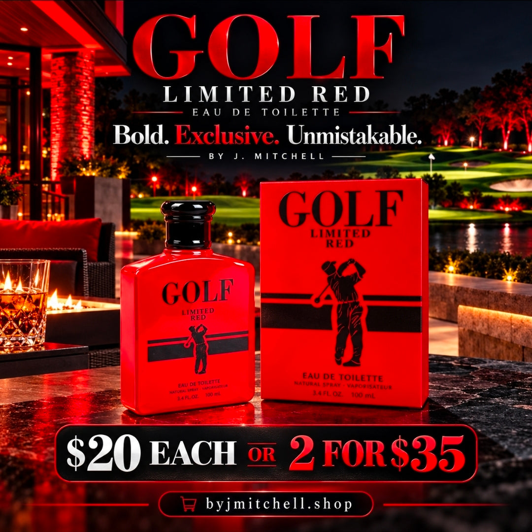 Golf Limited Red by By J. Mitchell, bold exclusive eau de toilette for men, 100ml