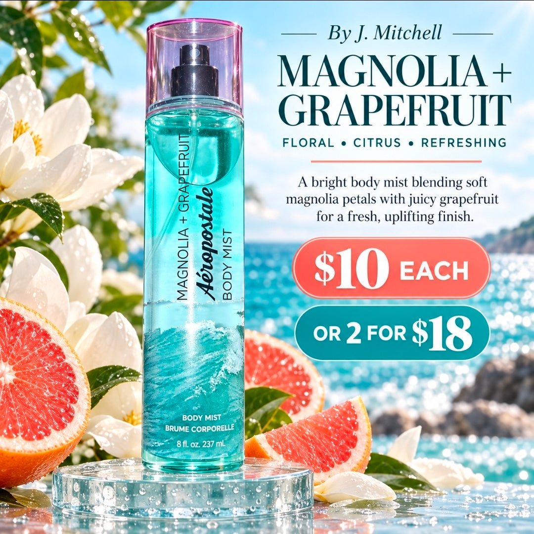 Magnolia + Grapefruit by Aéropostale, bright floral citrus body mist, 237ml