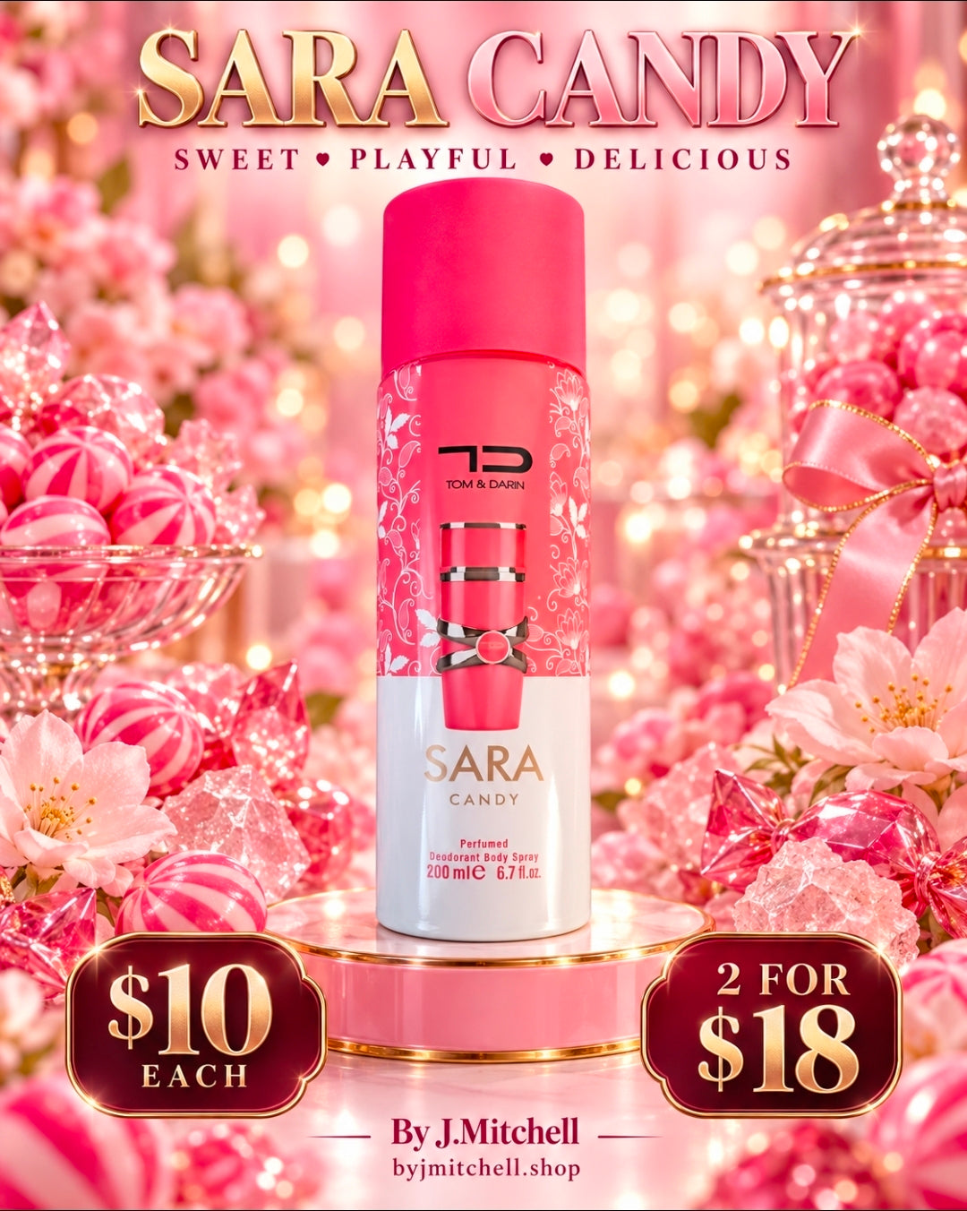 Sara Candy by Tom & Darin, sweet playful perfumed deodorant body spray, 200ml