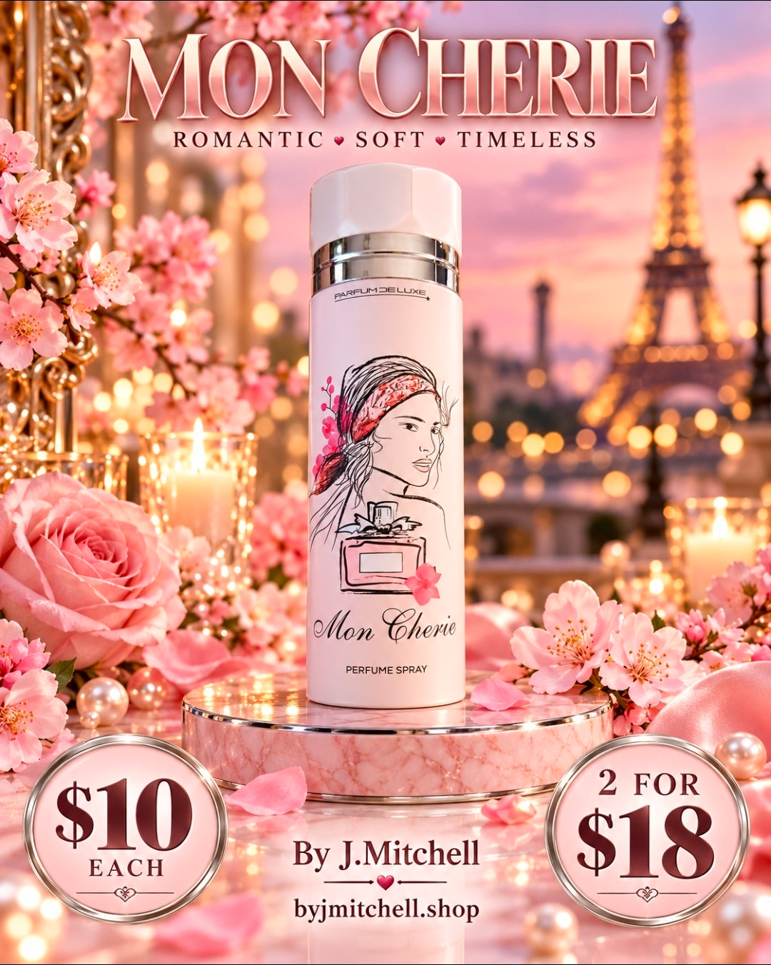 Mon Cherie by Parfum De Luxe, romantic soft timeless perfume spray for women