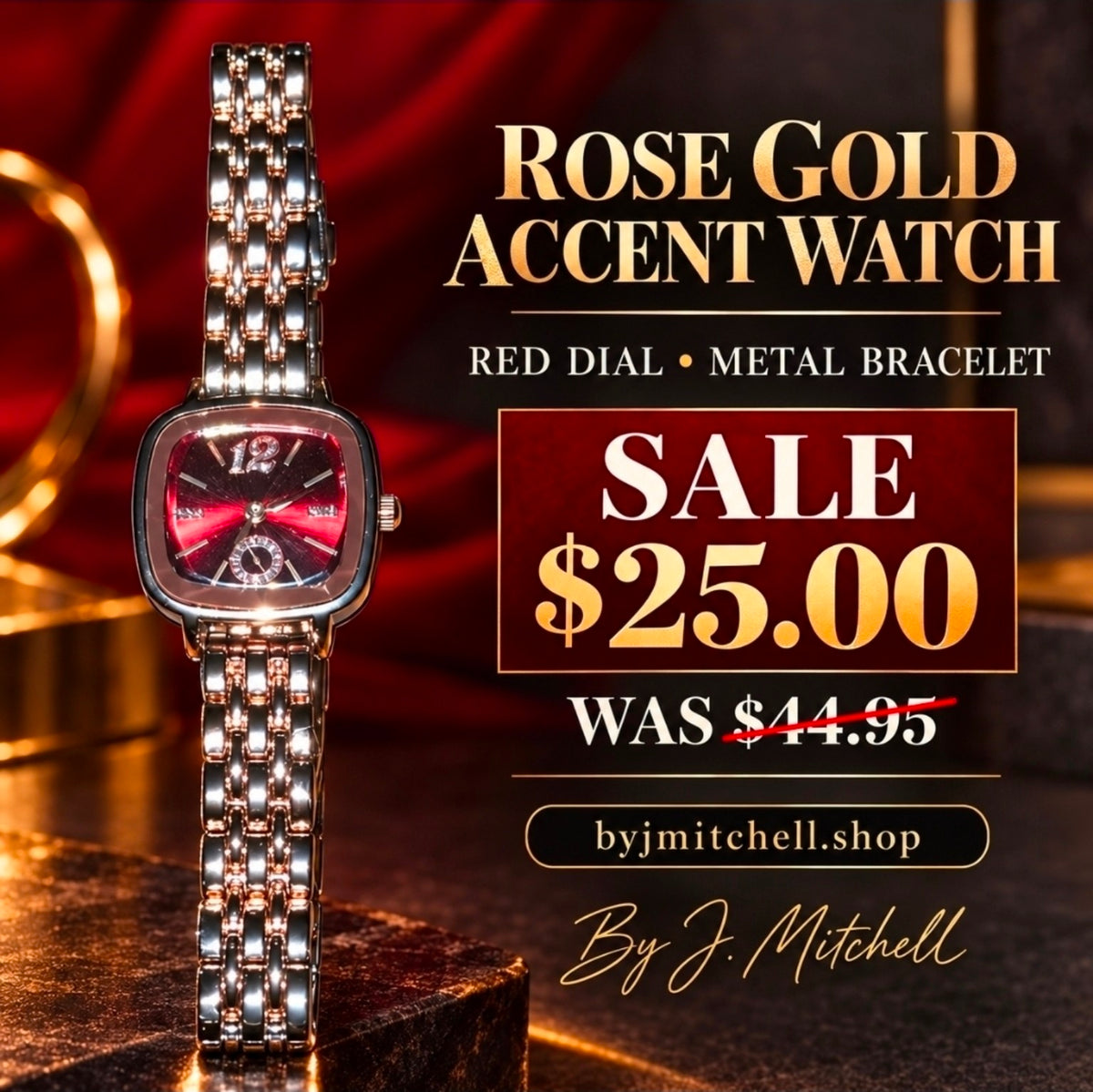 Rose gold accent watch sale graphic