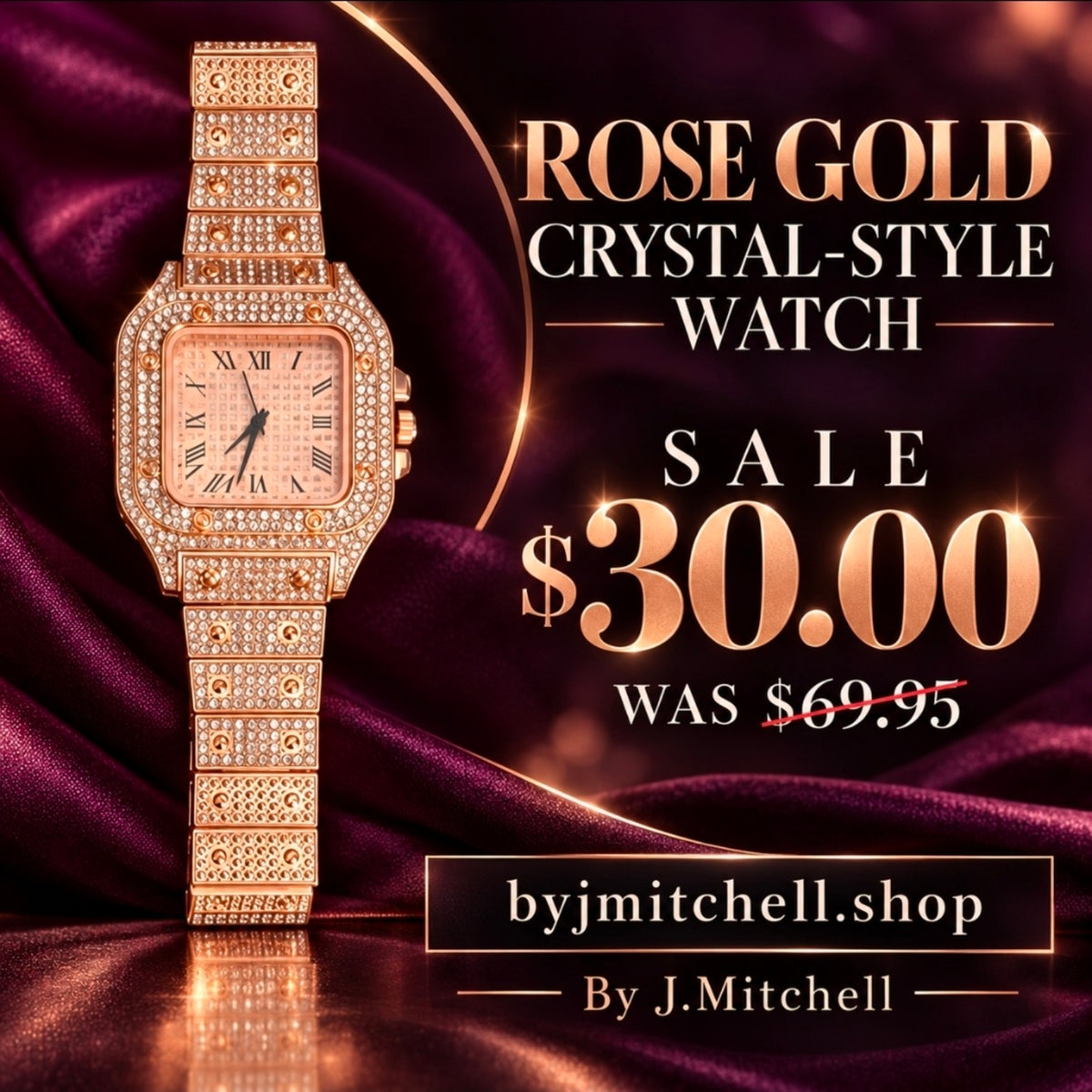 Rose gold crystal-style watch