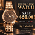 Rose gold-tone watch with brown dial and matching bracelet