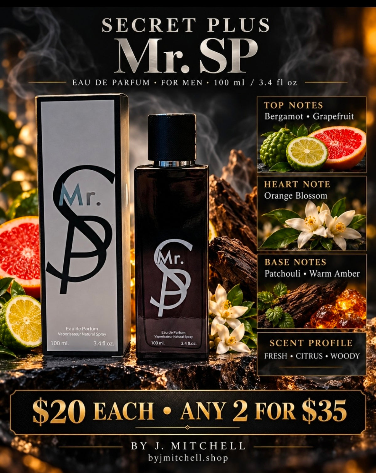 Secret Plus Mr. SP Eau de Parfum for Men with fragrance notes