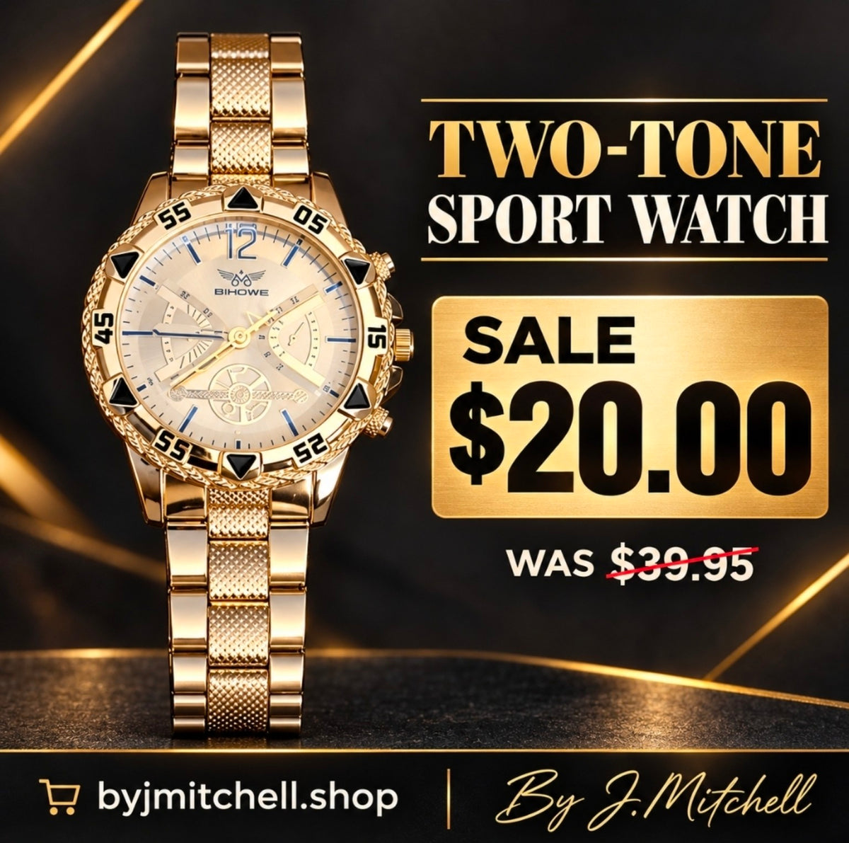 Two-tone gold sport watch