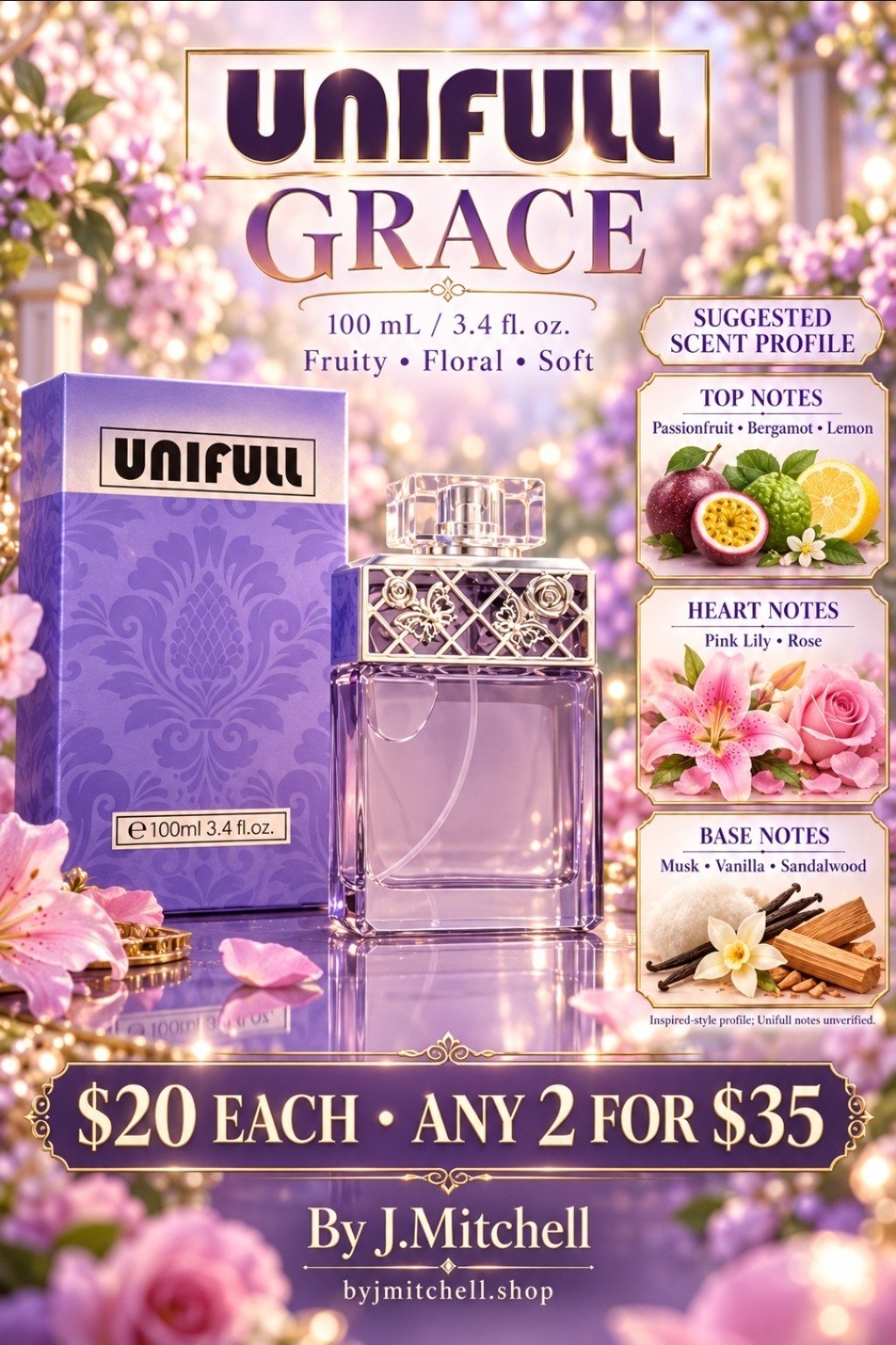 Unifull Grace 100 mL with suggested fragrance notes