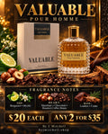 Valuable Pour Homme flyer with notes and $20 each or any 2 for $35 offer