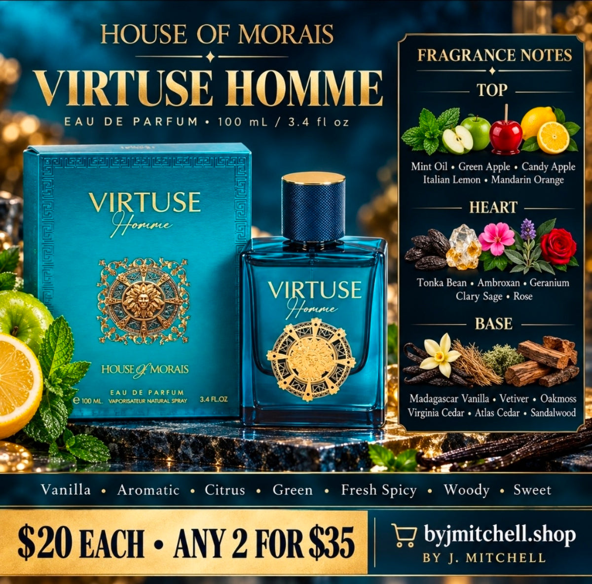 Virtuse Homme House of Morais Eau de Parfum fragrance notes