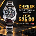 ZHPEER silver-tone skeleton dial bracelet watch